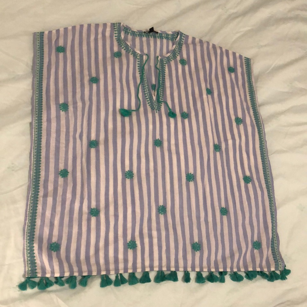 J. Crew stripe embroidered beach coverup